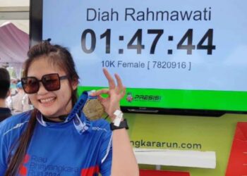 Diah Rahmawati dan Ali dari Palembang Mengaku Puas Ikut Riau Bhayangkara Run 2024