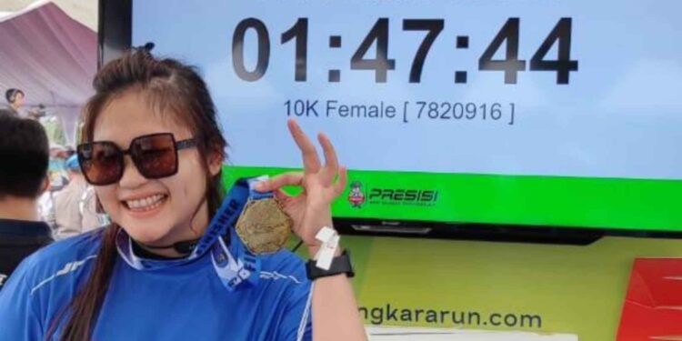 Diah Rahmawati dan Ali dari Palembang Mengaku Puas Ikut Riau Bhayangkara Run 2024